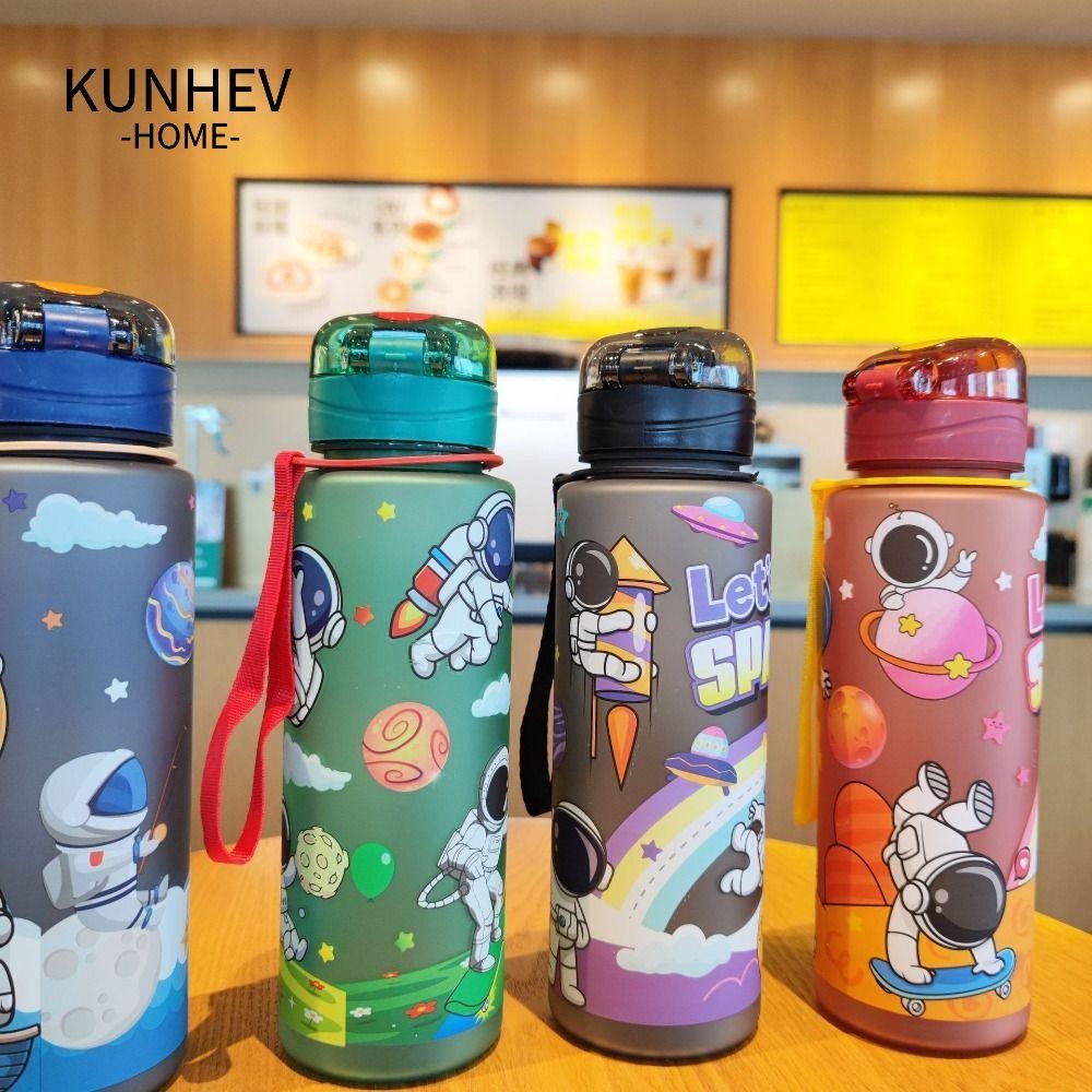 Cốc Không Gian Phi Hành Gia KUNHEV, Cốc Nước Sinh Viên Hoạt Hình 700ML, Đơn Giản Với Chốt Nhựa Cói Chai Nước Thể Thao Ngoài Trời