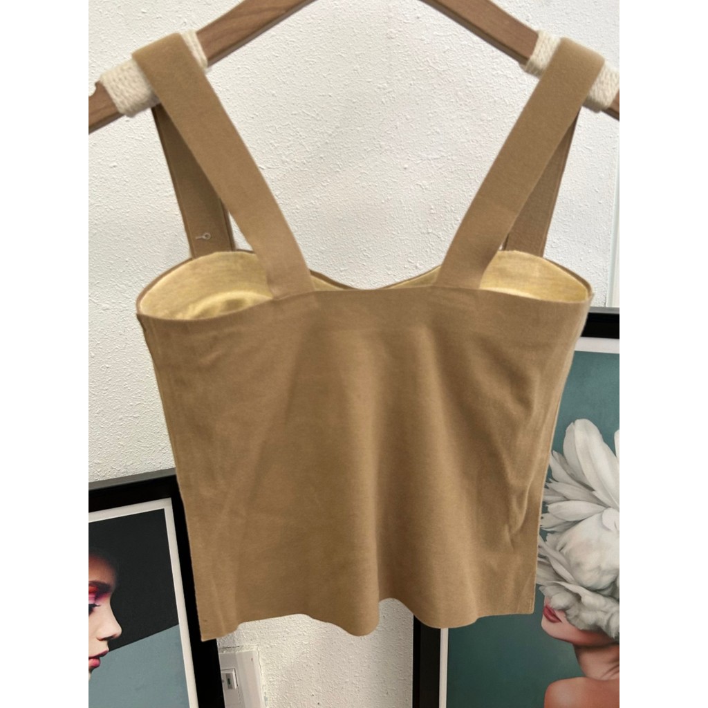 Fengzhixin 2201 Thu Đông Cashmere Lụa Cố Định Một Mảnh Cốc Sling Lưng Đẹp Nữ Thu Đông Slim-