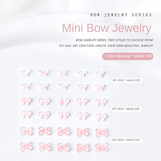 100pcs nail art mini bow đồ trang sức hỗn hợp macron màu ice nhựa trong suốt bow charm nail trang trí móng tay công cụ làm móng tay cho cửa hàng móng tay