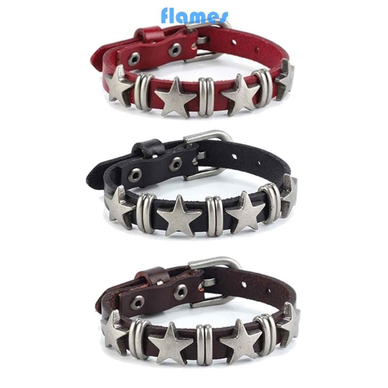 Fl Goth Vintage Ngôi Sao Da Hợp Kim Vòng Tay Dành Cho Nữ Gothic Retro Cặp Đôi Vòng Tay Rock Đảng Trang Sức Phụ Kiện-Dec