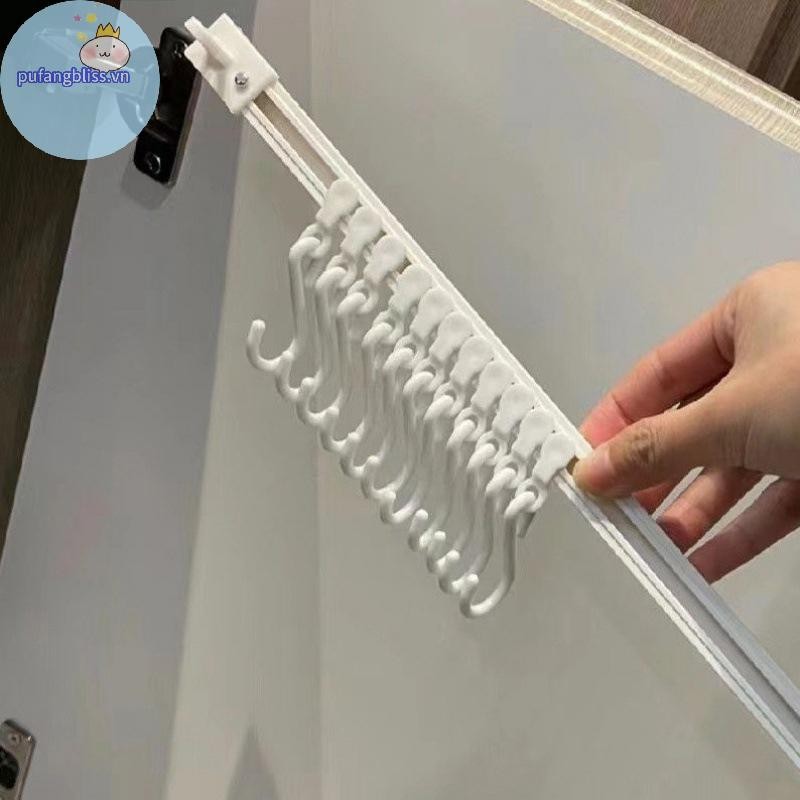 Pufangbliss Nhựa Theo Dõi Hàng Móc Chống Đấm Treo Tường Hàng Dài Móc Có Móc Có Thể Tháo Rời Móc Tủ Tự Dính VN