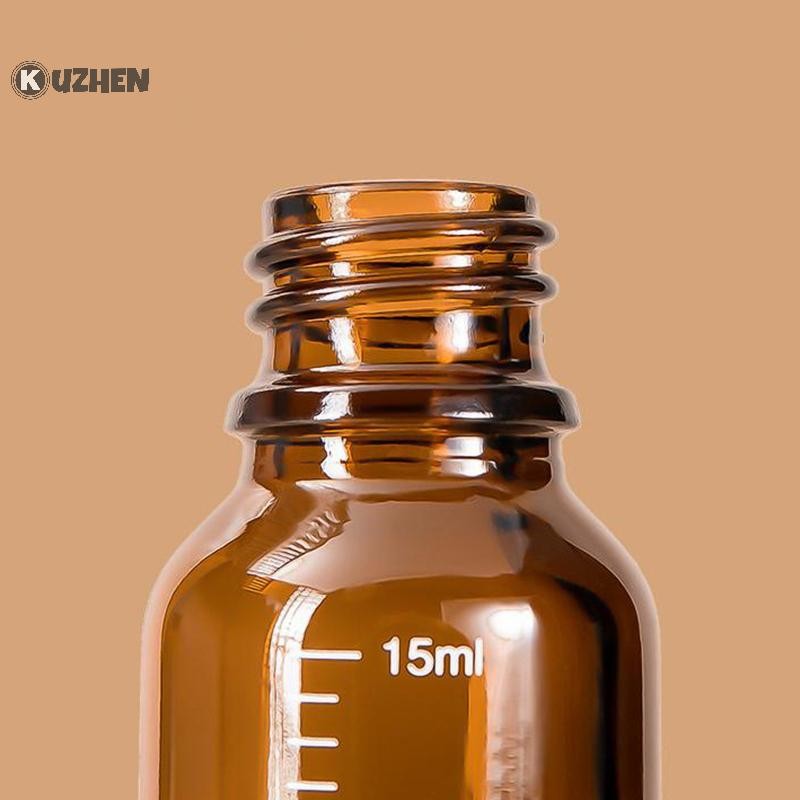 Kuzhen 5ml-100ml Chai nhỏ giọt có quy mô Thuốc thử Giọt mắt Kính màu hổ phách Chai pipet lỏng Chai có thể đổ lại Du lịch HOT