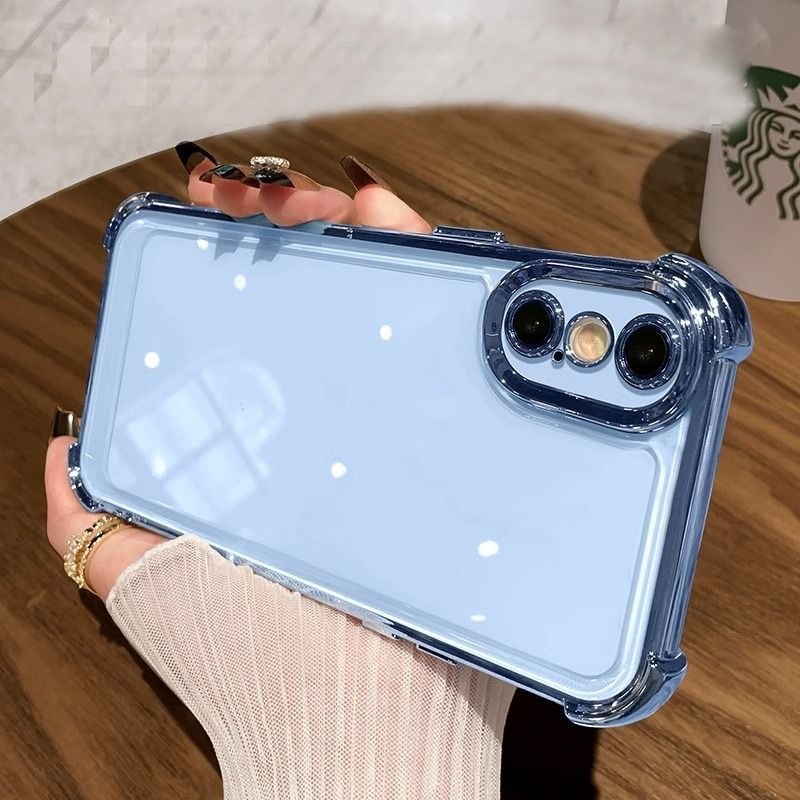 Ốp Lưng Trong Suốt Mới Cho iPhone X XS Max XR 7 8 Plus 7P 8P SE Túi Khí Chống Rơi Trong Suốt Mềm Chống Sốc Vỏ Điện Thoại Ống Kính Phim Bảo Vệ