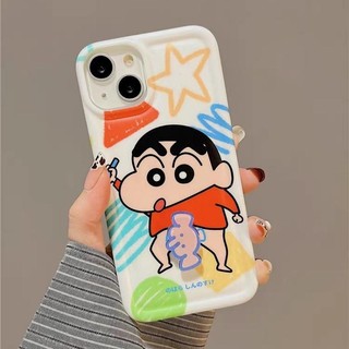 Ốp Lưng Cho IPhone 16 15 11 12 13 14 Pro Max XS XR 7 8 6 6S Plus SE 2022 Ốp Lưng TPU Mềm Xoay Voi Nhỏ Ngáy Crayon Shin Chan Sáng Tạo 3D Hoạt Hình Sang Trọng