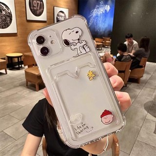 Ốp Lưng Cho Samsung Galaxy A55 5G A54 A53 A35 A34 A52 A15 A14 A23 A24 A04 A04E A05 A05S A33 A51 A71 A50 A50S Vỏ Đựng Thẻ Snoopy Dễ Thương Khe Cắm Túi Bảo Vệ Toàn Diện