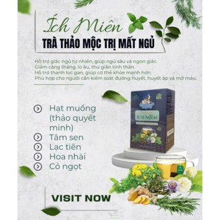 Trà chữa mất ngủ Ích Miên ( Hạt muồng, tâm sen, lạc tiên ) - hỗ trợ mất ngủ, giảm stress, hỗ trợ tiêu hóa ( 30 túi lọc)