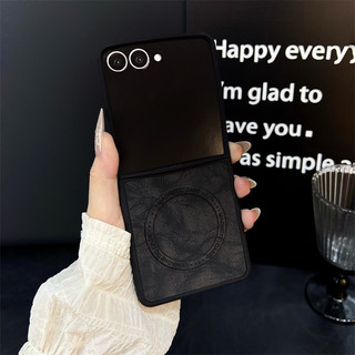 Ốp Lưng Họa Tiết Da Cừu Retro Cho Samsung Galaxy Z Flip 7 Flip 6 Flip 5 Flip 4 Flip 3 5G Sạc Không Dây Từ Tính