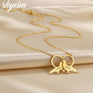 Skyrim Tùy Chỉnh Tên Vòng Cổ Tình Yêu Bồ Câu Mặt Dây Chuyền Cá Tính Titan Thép Không Gỉ Trang Sức Thời Trang Cho Cặp Đôi Bạn Bè
