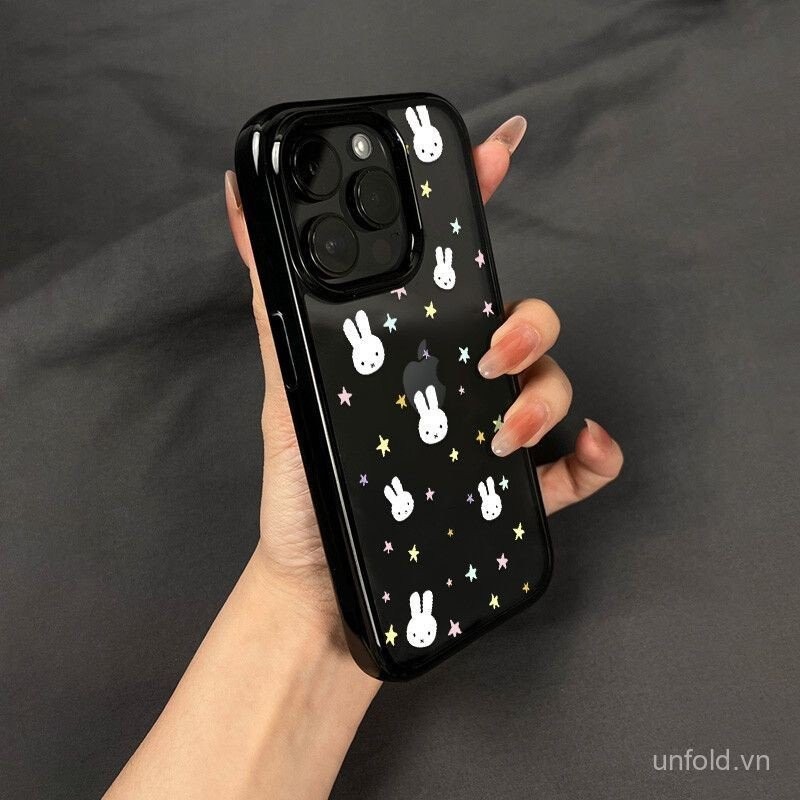 Ốp Điện Thoại Star Rabbit QYJS Thích Hợp Cho IPhone 12 PRO 13 14 15 16 ProMax X XS XR XSMAX 11 14 15 16 PLUS 7 8 plus Khung Đen KGFB