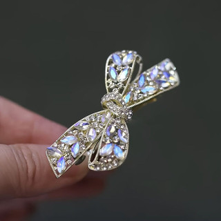 Kẹp Tóc Phong Cách Mới Đơn Giản Với Nơ Pha Lê và Kim Cương Giả