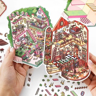 Cabin 9.0 Sổ Tay Tự Làm Cảnh Trang Trí Miếng Dán Gói Magic Series Chủ Đề Cảnh Quan Dán
