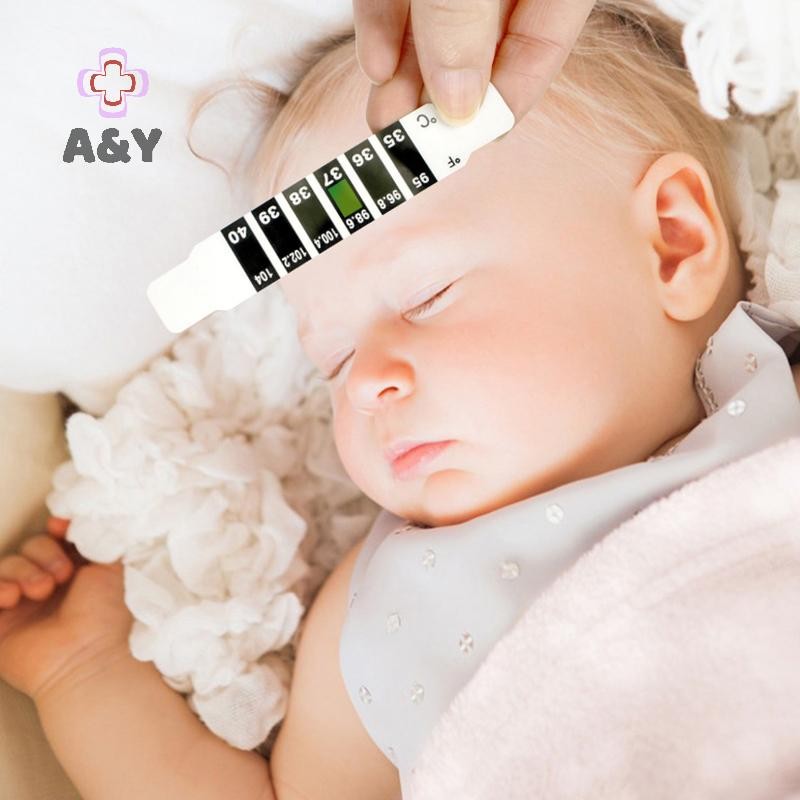 A & Y 5 / 10 Cái Trán Dải Nước Sốt Sữa Toàn Thân Bé Trẻ Em Kid Kiểm Tra Nhiệt Độ Miếng Dán Chăm Sóc Cho Bé.