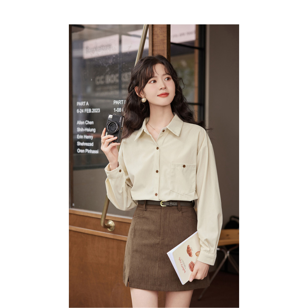 Mutu Retro Phong Cách Hồng Kông Áo Sơ Mi Nữ 2026 Phong Cách Mùa Xuân Rời Lười Phong Cách Thường Ngày Dài Tay Top