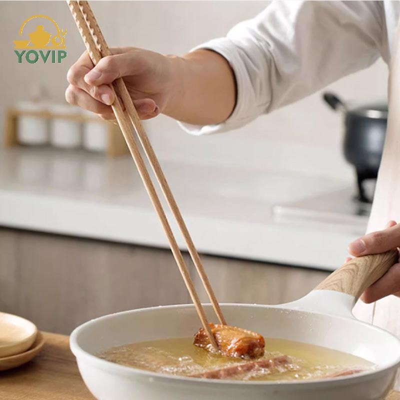 YOVIP Đũa Gỗ Cực Dài Chiên Đũa Đánh Bóng Gỗ Sồi Nấu Mì Chống Trơn Trượt Đũa Dụng Cụ Nấu Ăn Nhà Bếp VN