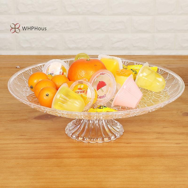 < WHPHous-t > Đĩa phục vụ trong suốt bằng Acrylic Trái cây tráng miệng Khay đựng bánh Cupcake Đế trưng bày Đĩa ăn tối tròn Đồ dùng nhà bếp
