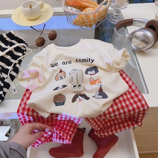 ‌Trẻ em Phong Cách Mùa Hè Cotton Nguyên Chất Hoạt Hình Dễ Thương In Hình Chó Áo Thun Tay Ngắn Cho Bé Hàng Đầu