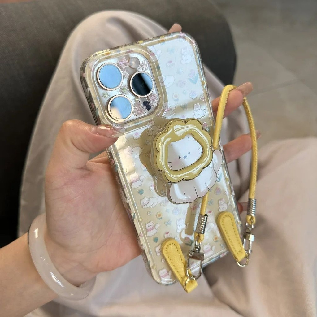 【✨Spot】[Cat Stand + Vỏ điện thoại + Dây đeo tay] ốp lưng iphone16promax /15plus /14pro, Chống sốc