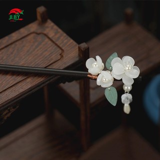 Retro Trung Quốc Kẹp Tóc Với Bền Gỗ Ebonized Trắng Viền Tóc Đũa Cho Sườn Xám Han Quần Áo Trà Mặc