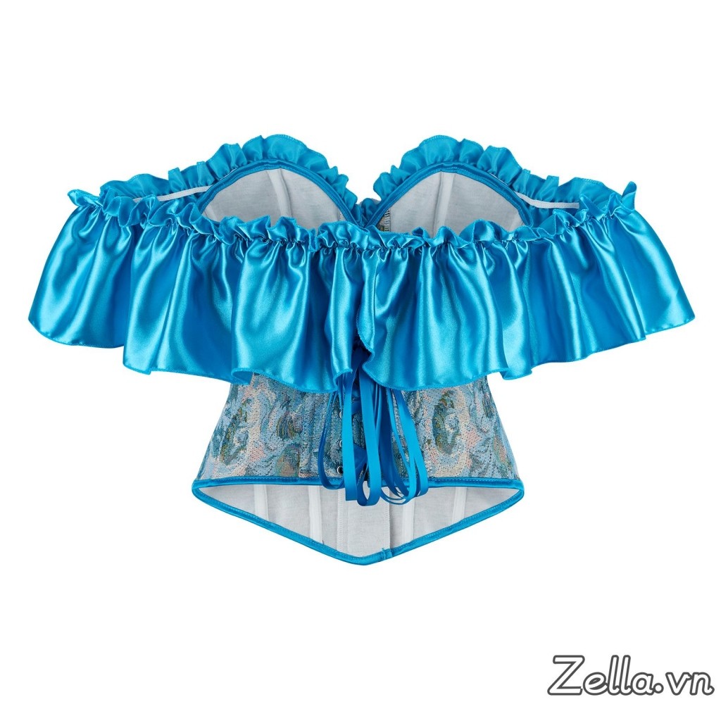 Corset Vintage Jacquard Hoa Ruffle Tay - Áo Bustier Phục Hưng Thịnh Hành