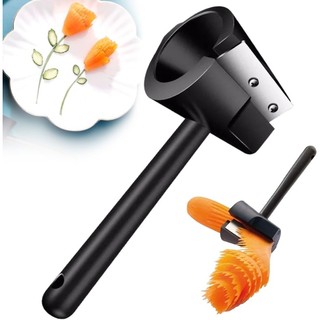 Máy uốn rau củ 2026 Máy gọt vỏ cà rốt dưa chuột Máy cắt xoắn ốc Dụng cụ cắt chạm khắc rau củ Dụng cụ trang trí mài hoa cho mô hình rau củ thép không gỉ di động nhỏ gọn bền bỉ an toàn