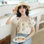 Mutu Áo sơ mi nữ phong cách Pháp mùa hè, cổ vuông, thiết kế puff tay mỏng nhẹ
