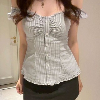 MUJIELLA Áo Baby Tee Cổ Trễ Ôm Body【Tôn Dáng】✓Vải Mềm Không Xù✓Đi Chơi/Party - Chất Hàn MUJI20250801