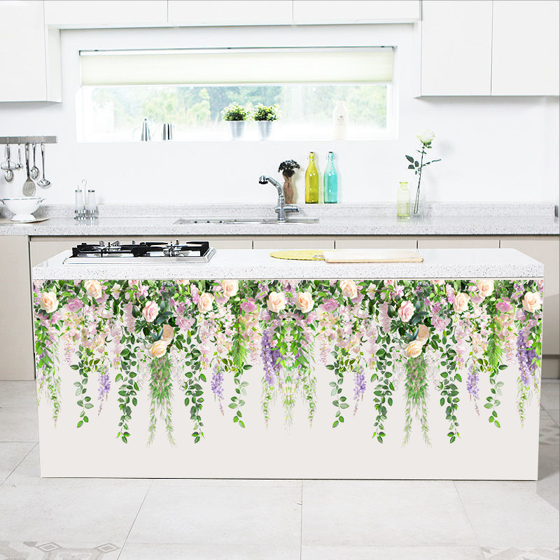 WY6033 Hoa Thực Vật Đơn Giản Dán Tường Tường Dây Eo Nền Trang Trí Tường Miếng Dán Tự Dính Phòng Tắm Ngói Kính