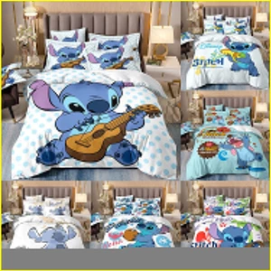 ST2 Stitch Suit Ga trải giường Vỏ chăn gối Bộ chăn ga gối chất lượng cao cấp có thể giặt được Phòng ngủ gia đình 3IN1 TS2