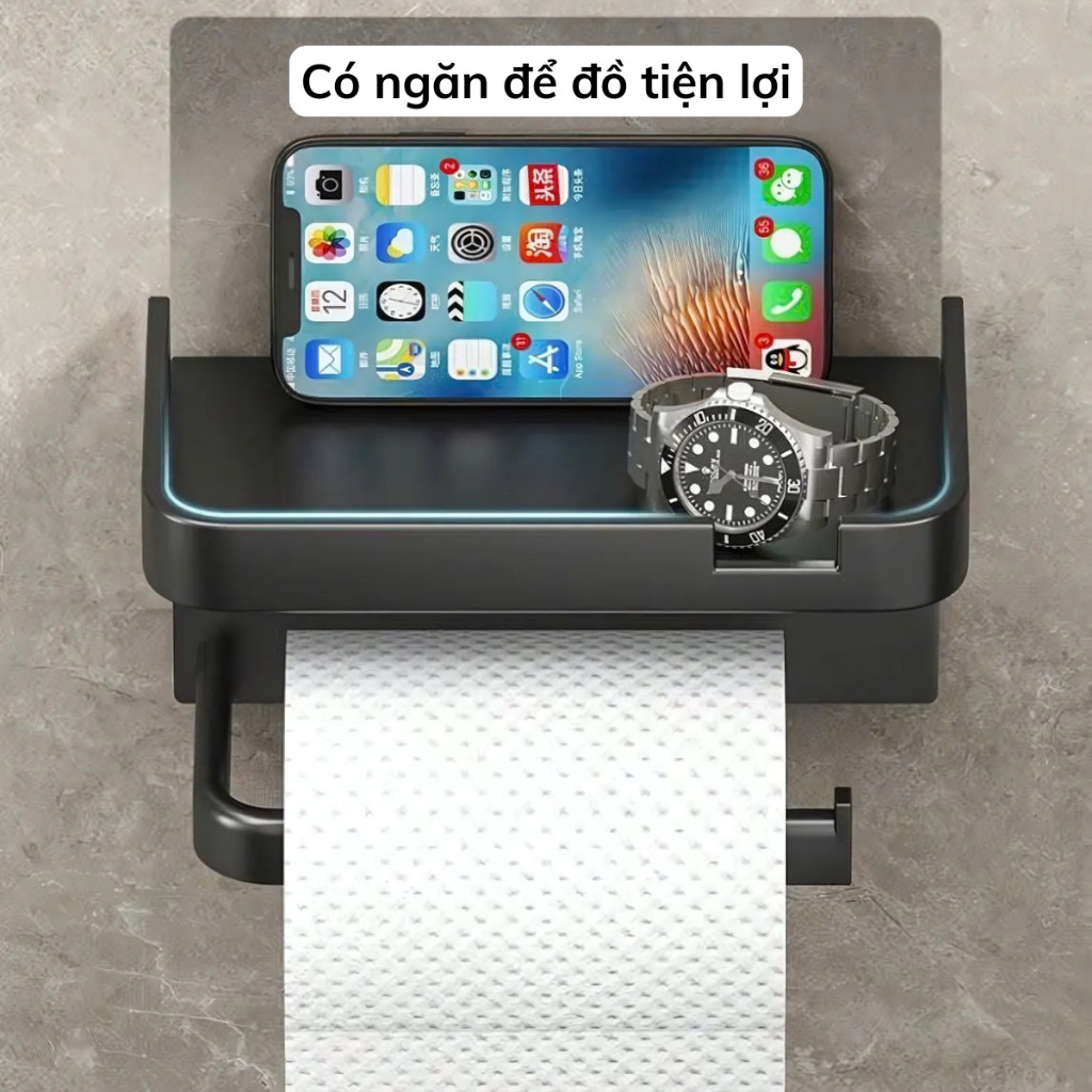 Kệ Để Giấy Vệ Sinh Treo Tường Có Ngăn Đựng Đồ Tiện Lợi, Giá Đựng Giấy Vệ Sinh Bằng Nhựa Dán Tường