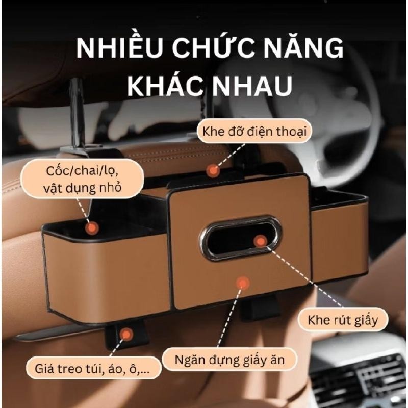 Hộp Đựng Đồ Ghế Sau Ô Tô Bọc Da Cao Cấp, Hộp Lưu Trữ Ghế Sau Xe Hơi Thiết Kế Phong Cách Sang Trọng, Tiện Lợi