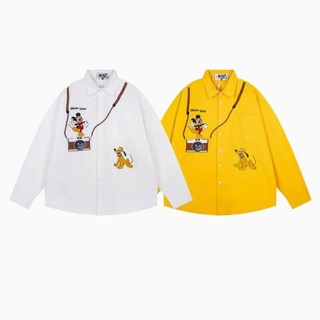 Áo sơ mi dài tay style Mickey Mỹ retro, thiết kế hoạt hình sáng tạo