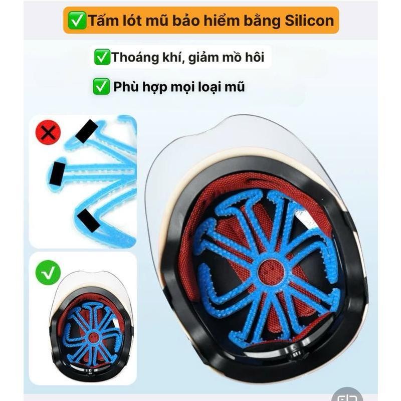 Lót mũ nón bảo hiểm Silicon Massage chống nóng, chống xẹp tóc, thông thoáng làm mát, chăm sóc bảo vệ da đầu