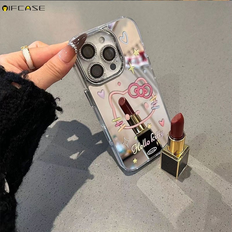Dành Cho Vivo X200 Pro Mini X200S X100S X90S X100 Ultra X90 X80 Pro Y78 + Y77T Y75 Y55 Y52T Y51S Y51A Y50 Y30i Ốp Điện Thoại Gương Trang Điểm Hello Kitty Cat Vỏ Hoạt Hình Dễ Thương