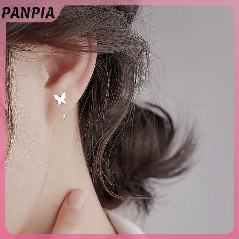 PANPIA-Sliver Mở Bông Tai Trang Sức Cô Gái Dễ Thương Vòng Bông Tai Pha Lê Mở Huggies Piercings Vòng Tròn