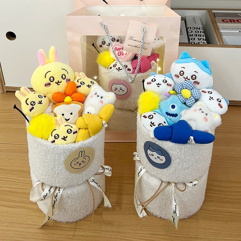 Chiikawa Usagi Hachiware Sang Trọng Hoa Bó Kawaii Mềm Nhồi Bông Sang Trọng Đồ Chơi Búp Bê Bó Hoa Trang Trí Phòng Búp Bê