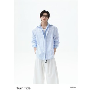 Áo sơ mi unisex phong cách Hàn Quốc mới nhất với thiết kế hai sọc giả và dạng dài tay đa năng
