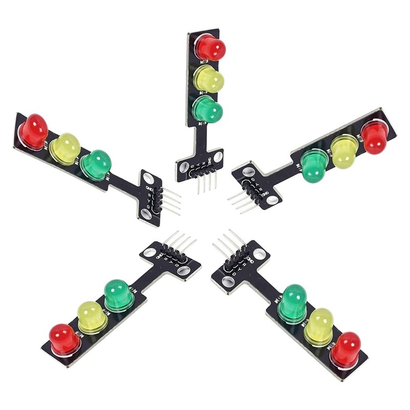 Bộ 5 Đèn Giao Thông Mini LED DC 5V 5MM Mô Đun Màn Hình DIY Project Kit, Hệ Thống Giao Thông Mô Hình Đèn Giao Thông