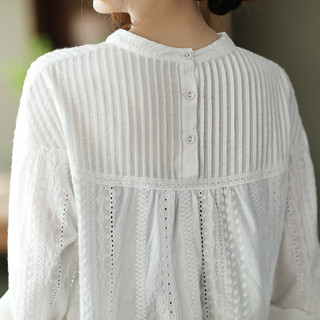 Hàng có sẵn - Áo sơ mi nữ cotton 100%, ren ngọt ngào và xếp ly Nhật Bản
