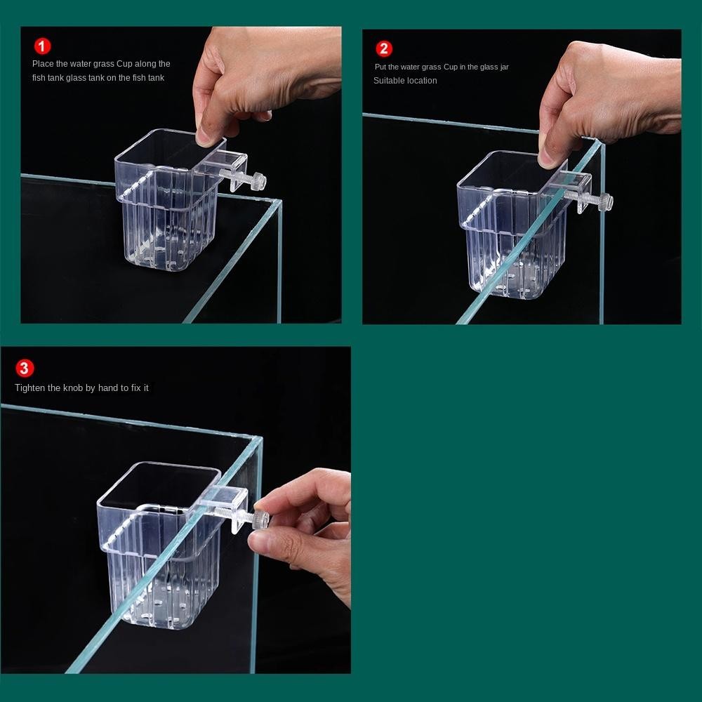 Giỏ thủy canh treo bể cá LAKAM, giá đỡ cốc trồng cây cảnh quan cho bể cá