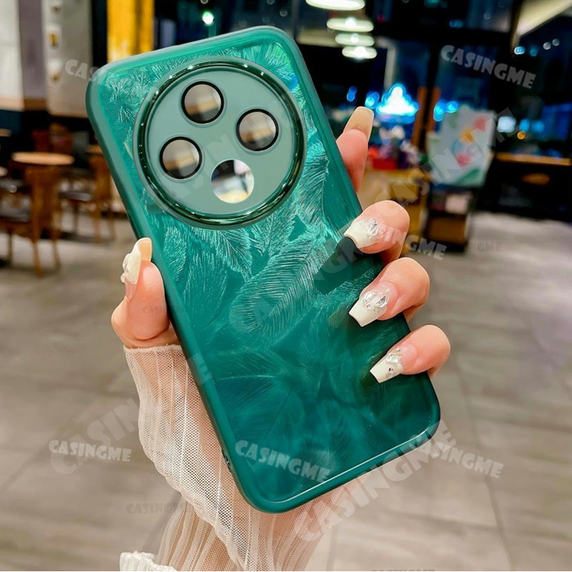 Oppo Reno12 F 5G 2024 Vỏ mềm silicon họa tiết lông vũ lấp lánh cho Oppo Reno 12F 5G 12 F Reno12F Reno12 12 F 4G 5G Vỏ điện thoại chống sốc Vỏ bảo vệ ống kính máy ảnh