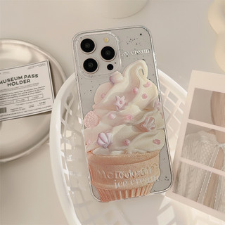 Ốp Điện Thoại Kem Hồng Mùa Hè Cho iPhone 15 14 13 12 Pro Max 14 15Plus Lấp Lánh Nhỏ Mềm Trong Suốt Vỏ iPhone 11 Pro Max