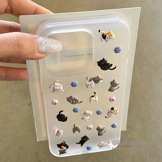 Ốp điện thoại iPhone 16, 15, 14, 13, 12, 11 Pro Max, X, Xr, Xs Max, 7, 8 Plus, SE2020 Ins 3D DIY Cat Matte Soft Phone Cover
