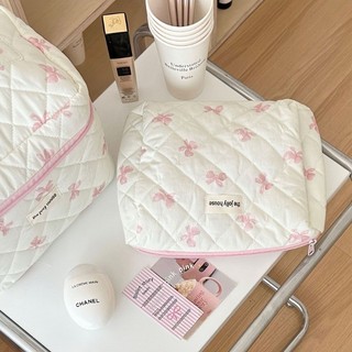 Y2k Nơ Túi Trang Điểm Đơn Giản Kawaii Túi Đựng Mỹ Phẩm Dung Tích Lớn Di Động Rửa Túi Bảo Quản Kawaii Dễ Thương Washbag
