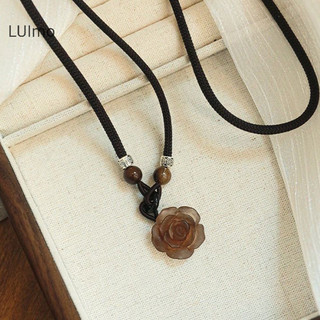 Luimo Phong Cách Trung Hoa Mới Đính Hạt Hoa Trà Hòa Bình Khóa Mặt Dây Chuyền Vòng Cổ Áo Len Dây Chuyền Vòng Cổ Trang Sức Quà Tặng SBS