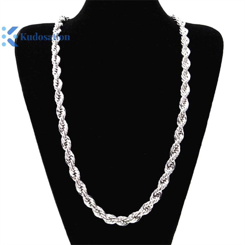 Kudosation Chất Lượng Cao Bạc 925 4MM Nam Nữ Dây Xích Nam Xoắn Dây Vòng Cổ Vòng Tay Thời Trang Bạc Bộ Trang Sức