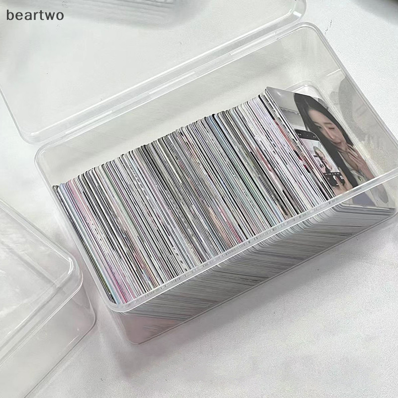 < Beartwo > Hộp đựng khăn bông lật trong suốt Hộp đựng đồ trang điểm al Photocard Thần tượng Thẻ Hộp đựng đồ Hộp chống bụi Đẹp