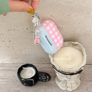Ốp lưng kẻ sọc màu hồng tương phản màu xanh cho Apple AirPods Pro2 Pro AirPods thế hệ thứ 1 2 thứ 3 Apple Bluetooth không dây EarPods Vỏ bảo vệ tai nghe có móc 2022 Mới