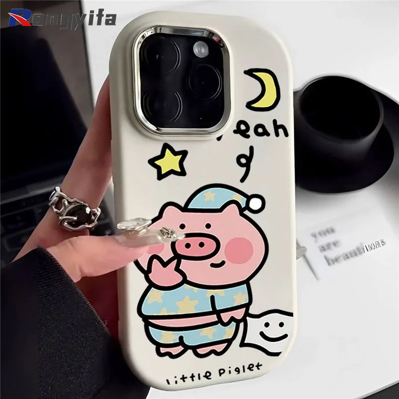 Ốp Điện Thoại Lợn Hồng Dễ Thương Cho OPPO Reno 12 Pro 11F 11 10 Pro 8Z 7Z 8 7 4G Lite 9 7 Pro 8 5G 7 SE 6 5k 5 4 Pro A1 A98 F23 R17 Hoạt Hình Dễ Thương Sáng Tạo Chống-Nắp lưng rơi