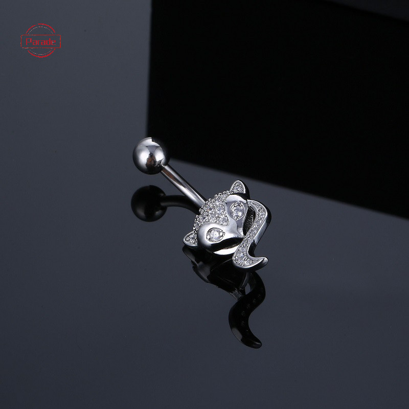 Cuộc diễu hành Full-embeded Hình Cáo Động Vật Bụng Rốn Móng Tay Thời Trang Gợi Cảm Zircon Kẻ Sọc Dành Cho Nữ Và Nam Trang Sức VN