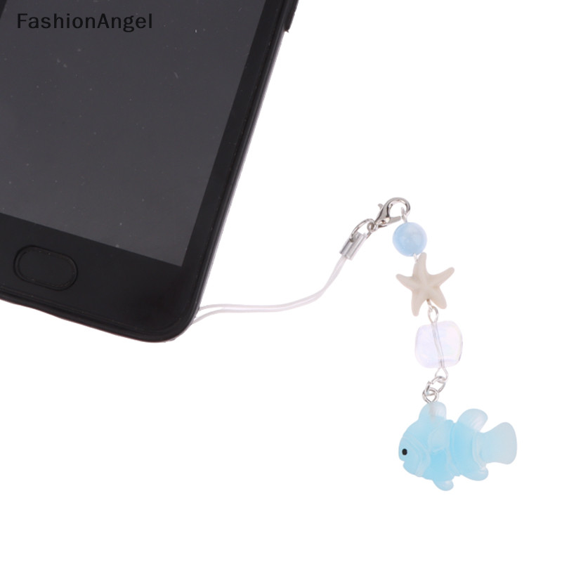 FashionAngel Y2K Xanh Biển Cá Sao Biển Điện Thoại Ch Mặt Dây Chuyền Hạt Dễ Thương Handmade Cô Gái Ngọt Ngào Móc Khóa Cho Túi Camera TH
